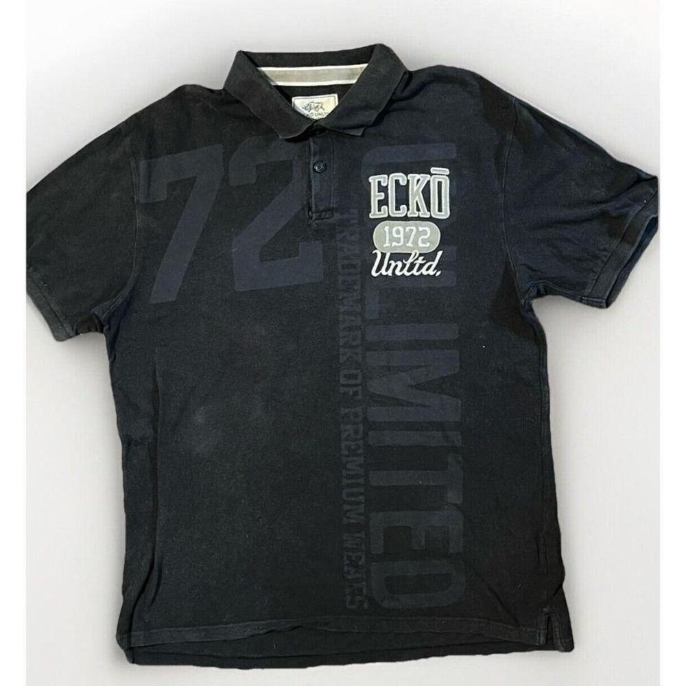 VTG Ecko Unltd Men's Black Collard Vintage Y2K  Rhino Shirt XXL - Picture 2 of 7